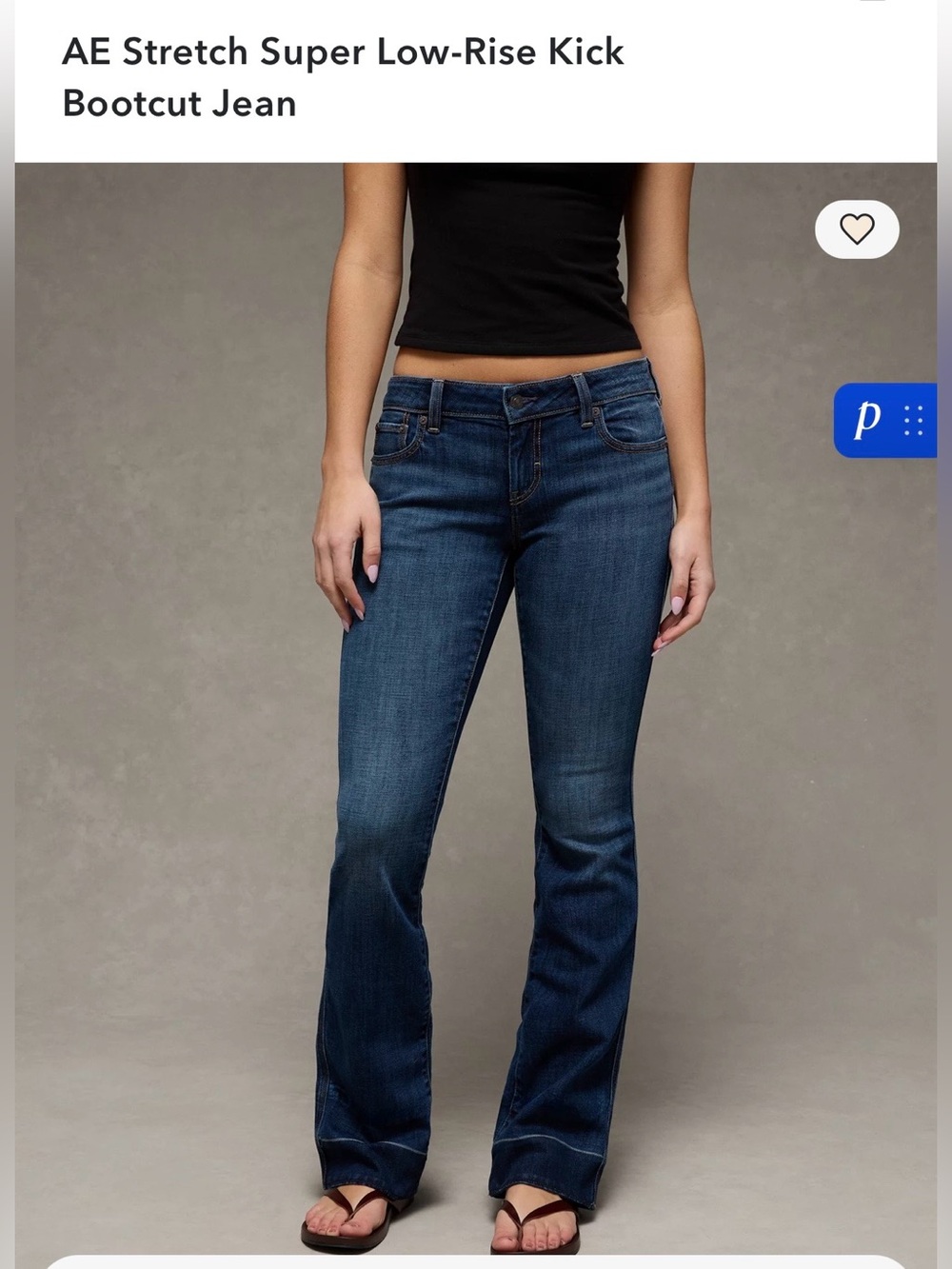 American Eagle Outfitters super low-rise kick boot jeans